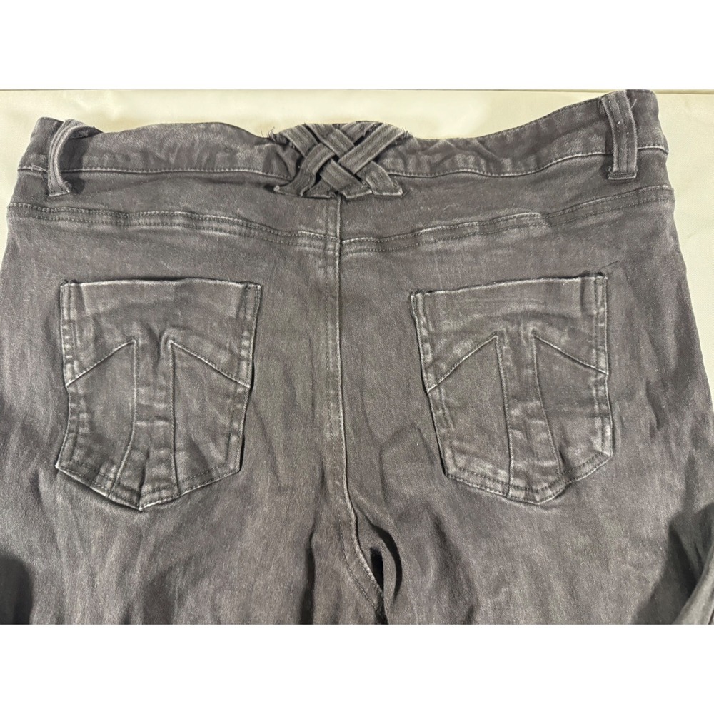 Tripp NYC Womens Black Skinny Jeans Lattice Back Skull Hardware Size 14S